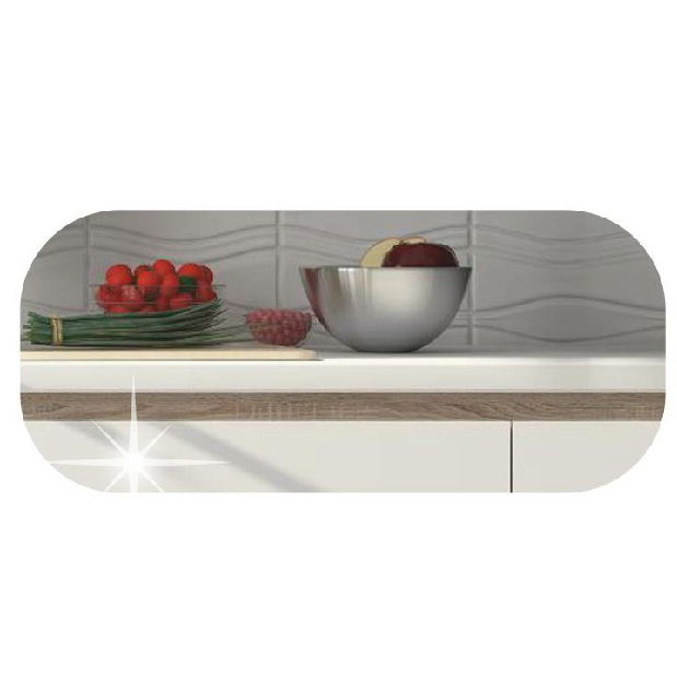 Kuchyňa Lilouse 260 cm dub sonoma + lesk extra vysoký biely *výpredaj