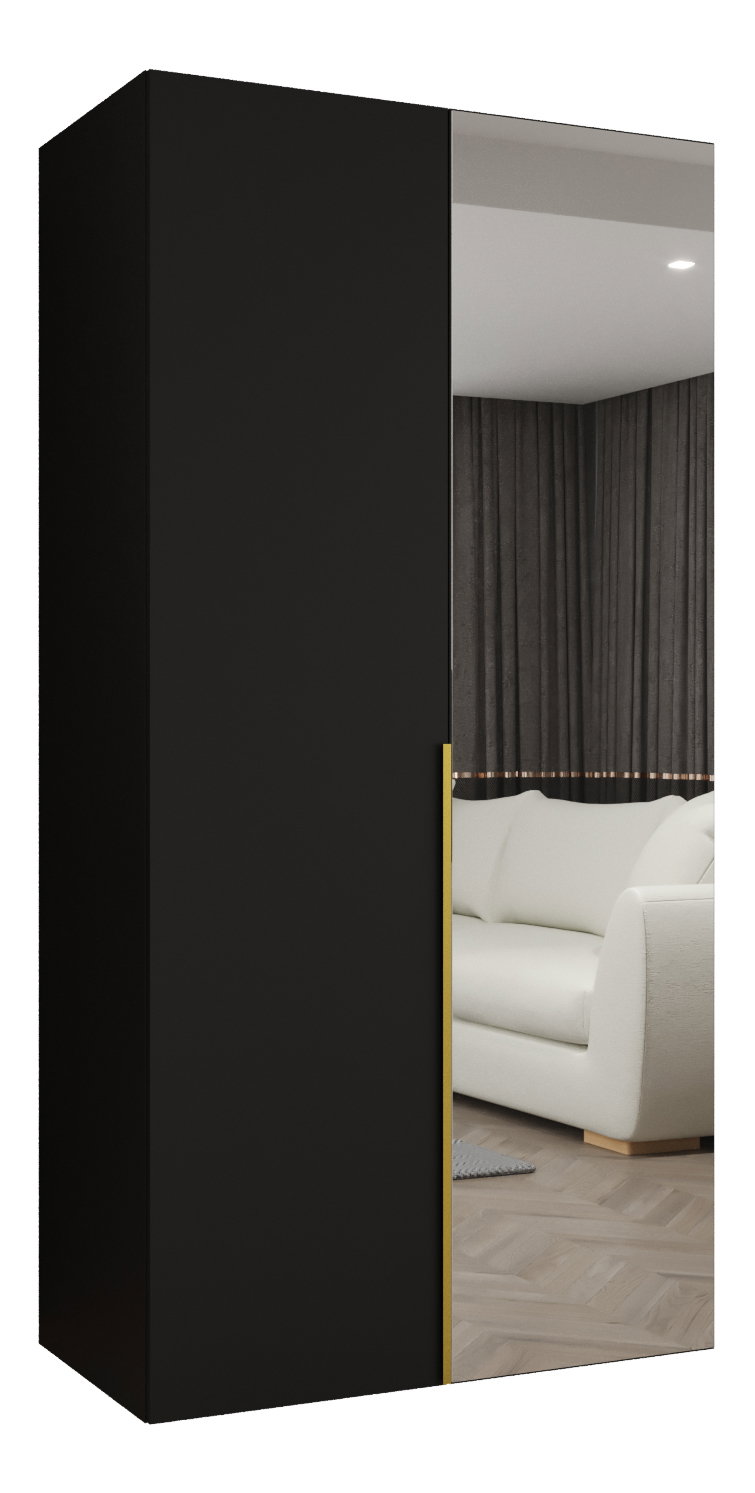 Dulap de haine 100 cm Alice 2 (Negru + Auriu)