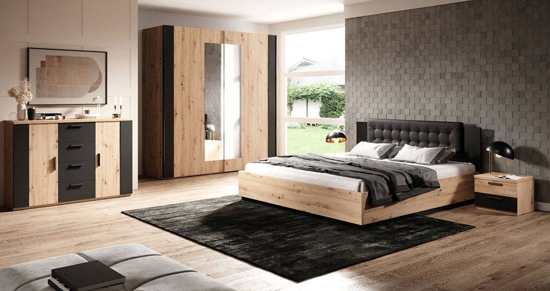 Spálňa Signat 2-02 (čierna + dub artisan)