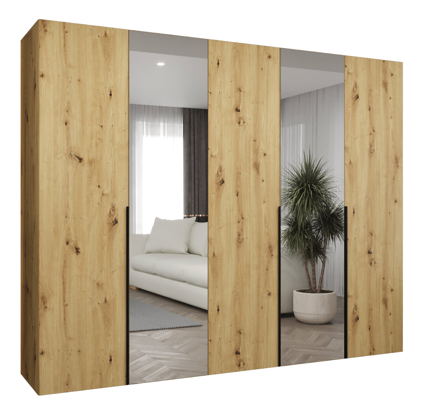 Dulap de haine 250 cm Alice 2 (Stejar artisan + Negru)