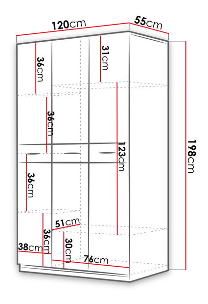 Šatníková skriňa Paralia PD6 (biela + biela lesklá + ružová lesklá)