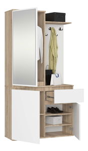 Mobilier hol Enteruno (stejar sonoma + alb) (cu oglindă)