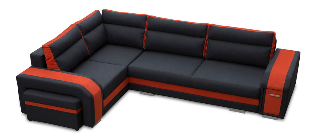 Rohová sedačka Asperata (tmavosivá + oranžová) (L)