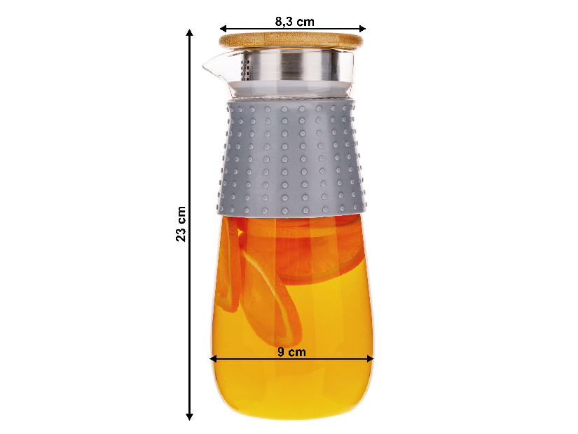 Carafă de apă cu capac și sită 1200ml Glaza 