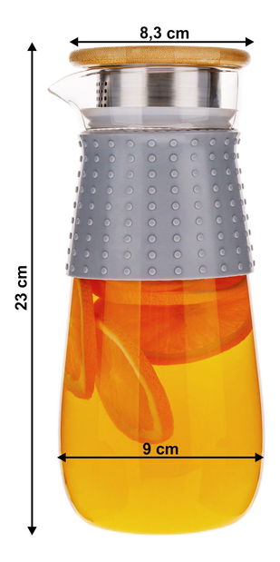 Carafă de apă cu capac și sită 1200ml Glaza 