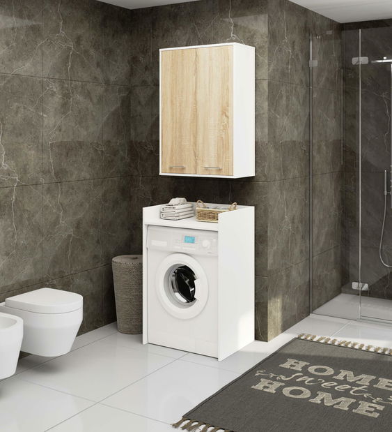 Dulap de baie suspendat Farid TYP 8 (Alb + Stejar sonoma)