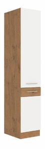 Potravinová kuchynská skrinka 40 DK-210 2F Velaga (biely lesk + dub lancelot)