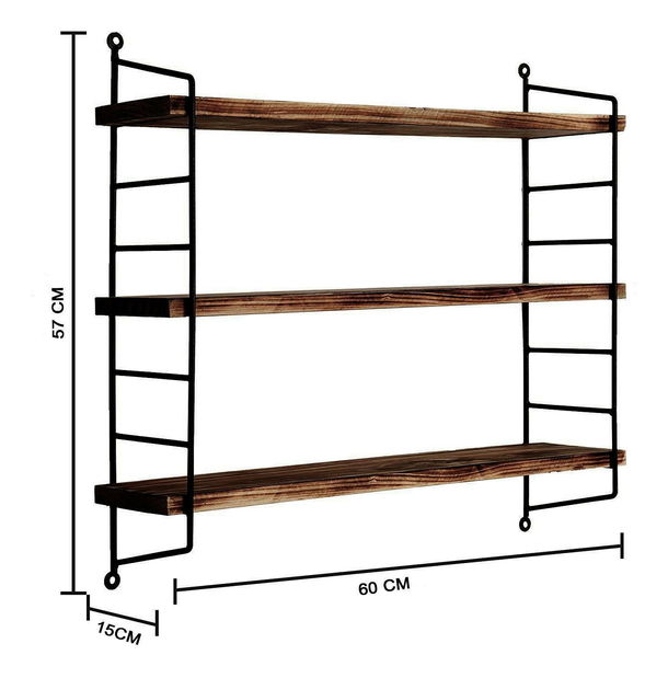 Dekorativna zidna polica Duvelo 6 (orah + crna)