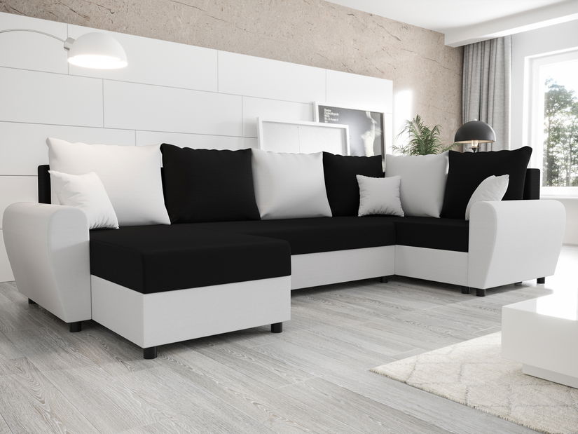 Colțar în formă de U Fleur Long (Alb + Negru) (D)