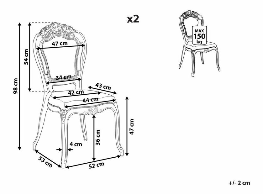 Set 2ks. jedálenských stoličiek Vitton (biela)