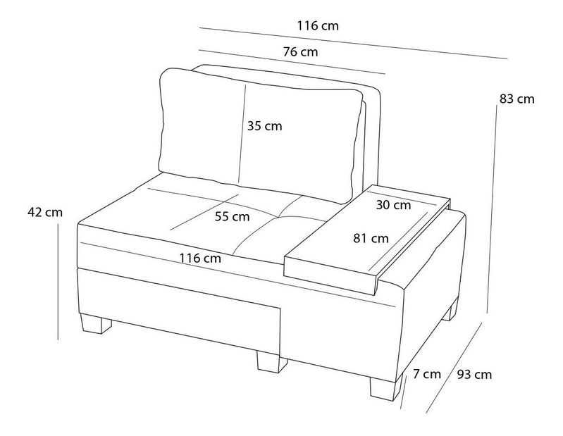 Széthúzható fotel Perenilla L (B) (krém + dió)