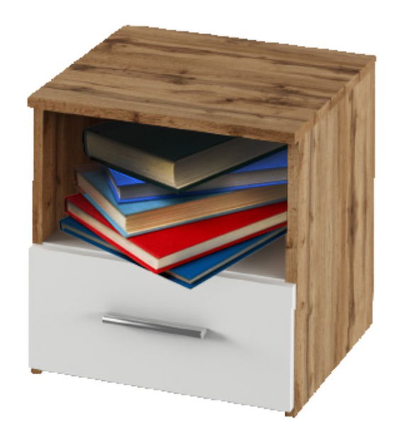 Nočný stolík (2 ks) Gaila (dub wotan + biela)