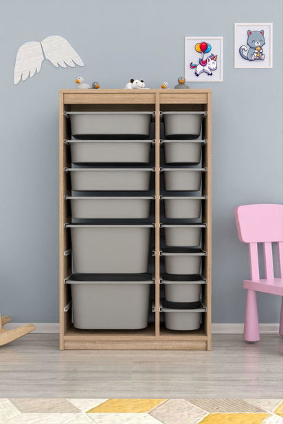 Organizator jucării Dremonka 6 (Stejar sonoma + Gri)