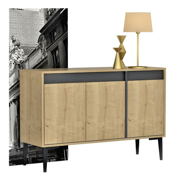 Skrinka Kasuma (dub zafírový + antracit) 