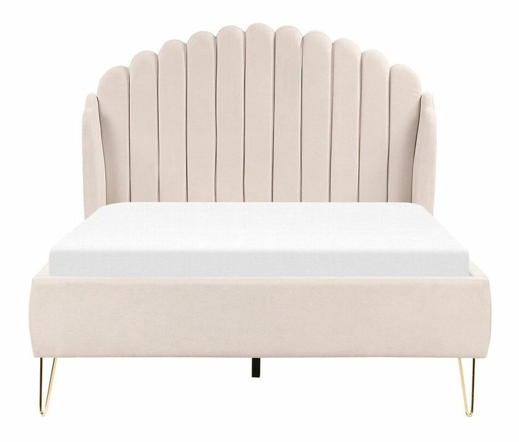 Pat matrimonial 140 cm Alise (bej) (cu somieră)