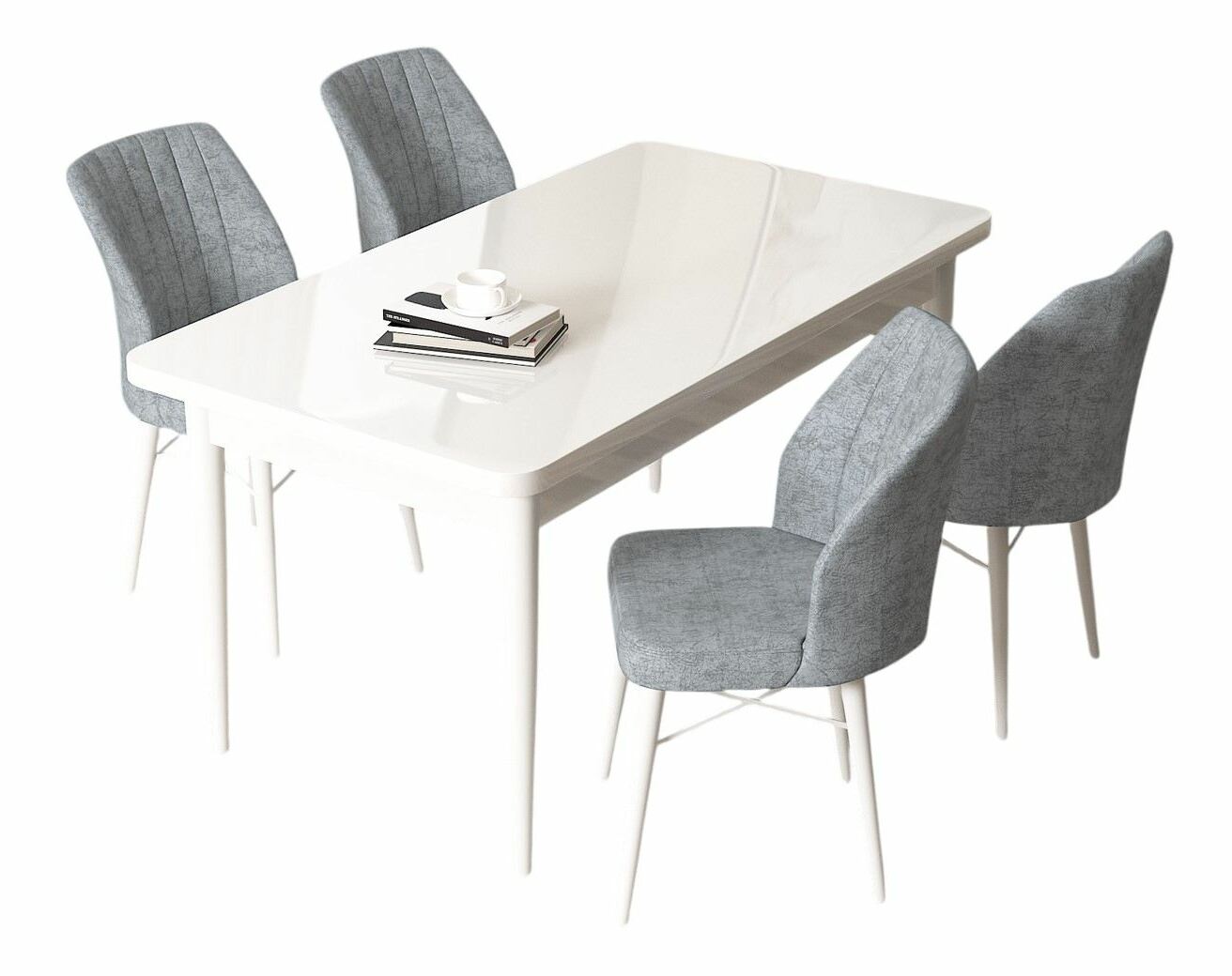 Jedálenský set Arpo (biela + sivá) (pre 4 osoby)