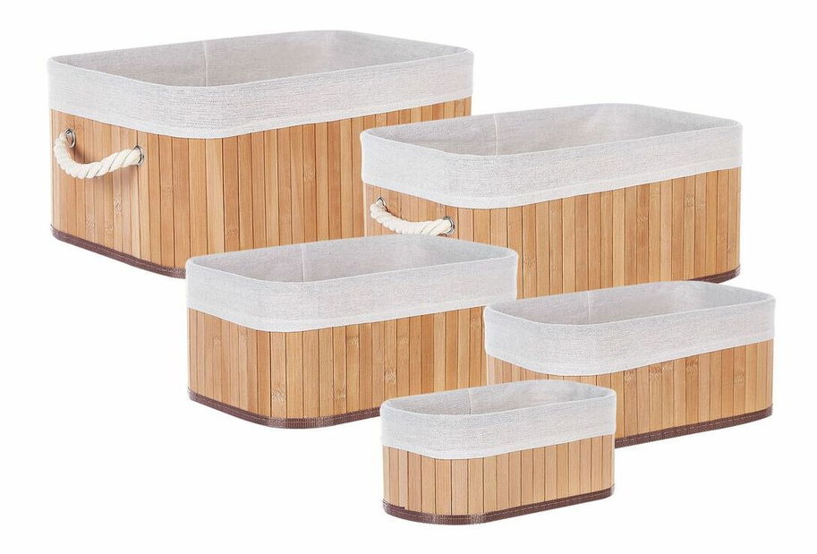 Set de 5 coșuri Taygeta (lemn deschis) 