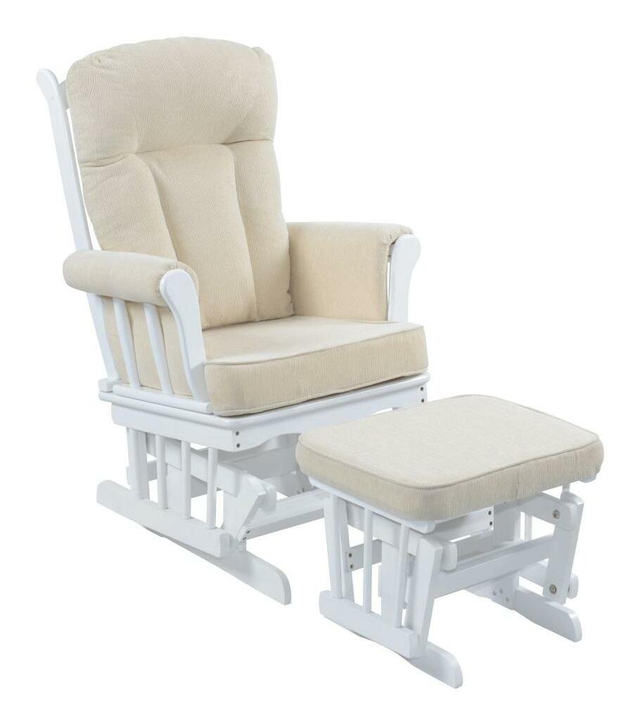 Fotelja za ljuljanje s osloncem za noge Sofarda (bijela + krem) 