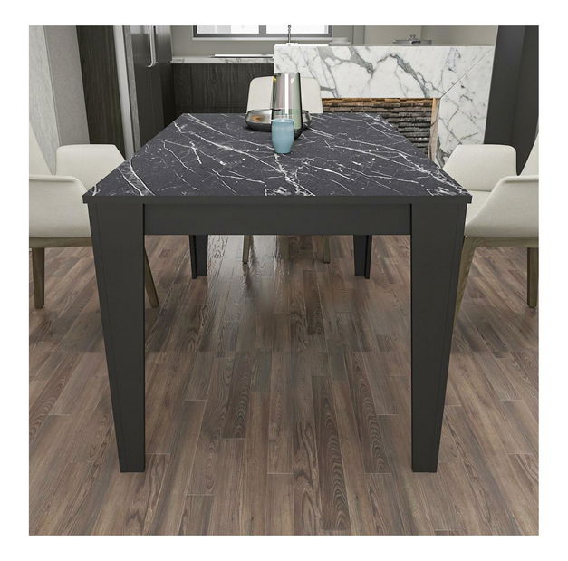 Masă sufragerie Budha (pentru 6 persoane) (marmură negru)