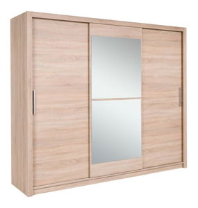 Dulap de haine cu uși glisante Mykarezo 2 B (Stejar sonoma) (cu oglindă)