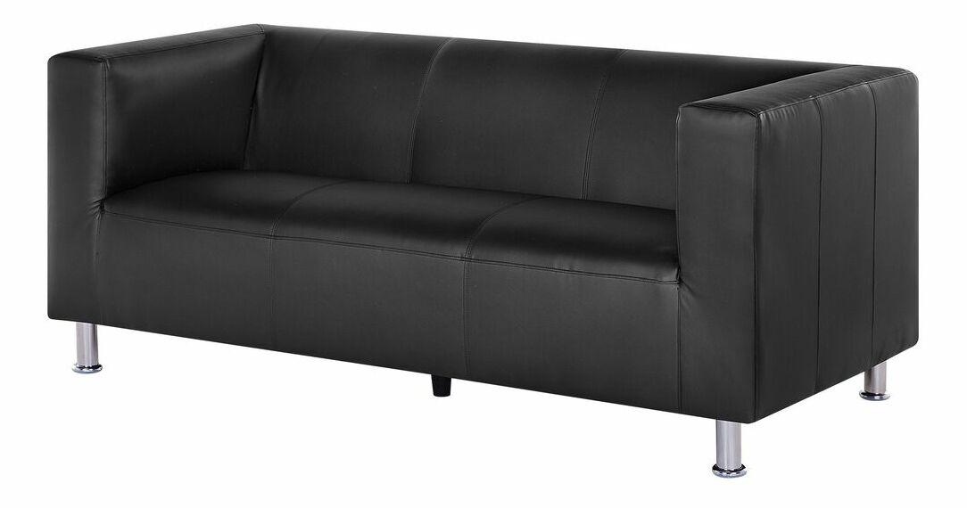 Háromszemélyes bőr kanapé Faxe (fekete)