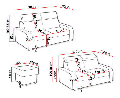 Garnitura za sjedenje 3 + 2 + Tabure Lobster (siva)