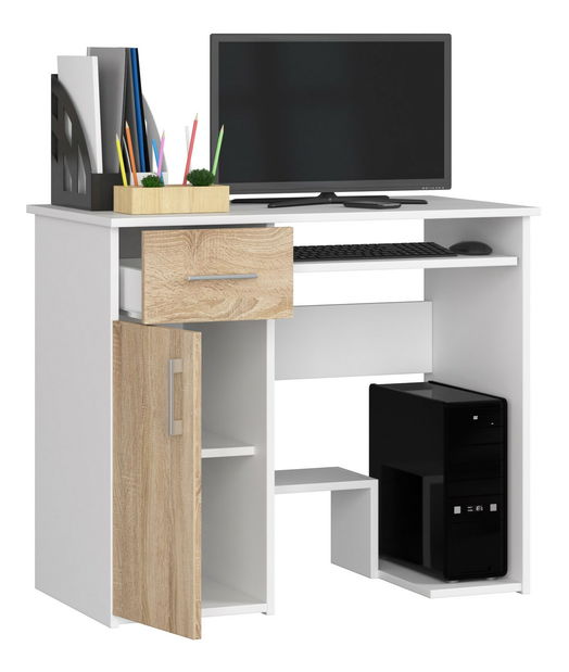 PC stolić Jaloms (bijela + hrast sonoma)