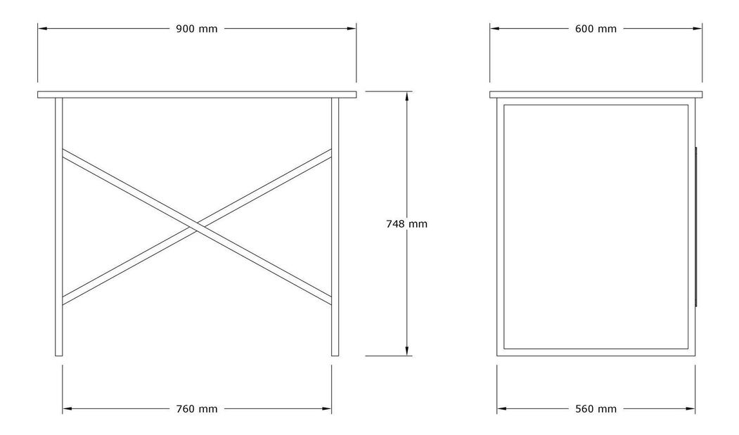Radni stol Tununi (hrast + crna)