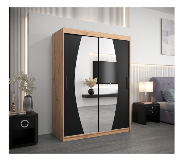 Ormar za garderobu 150 cm Eclipse (hrast artisan + crna mat)