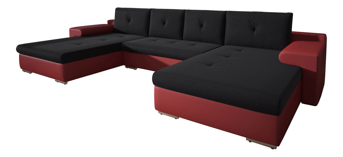 Rohová sedačka U Marlon (čierna + červená) (P)