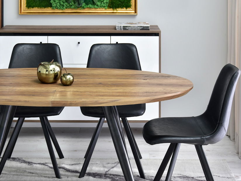 Blagovaonski stol Lisbon (orah + crna)