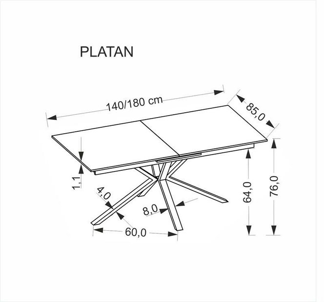 Jedálenský stôl (pre 8 osôb) Platon (biely mramor + čierna)