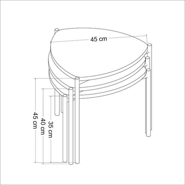 Set măsuțe de cafea Lena 3 (Alb)