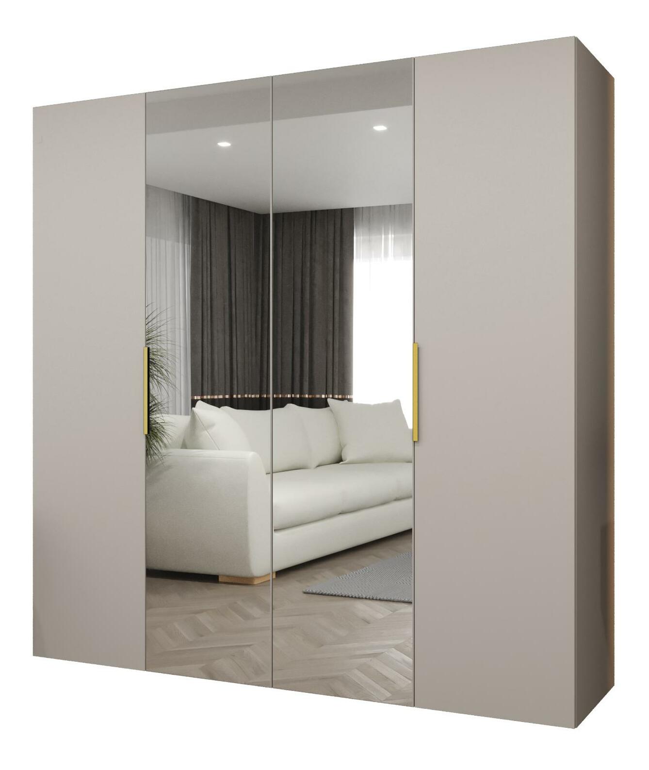 Šatníková skriňa 200 cm Mirabella 2 (kašmír + zlatá)