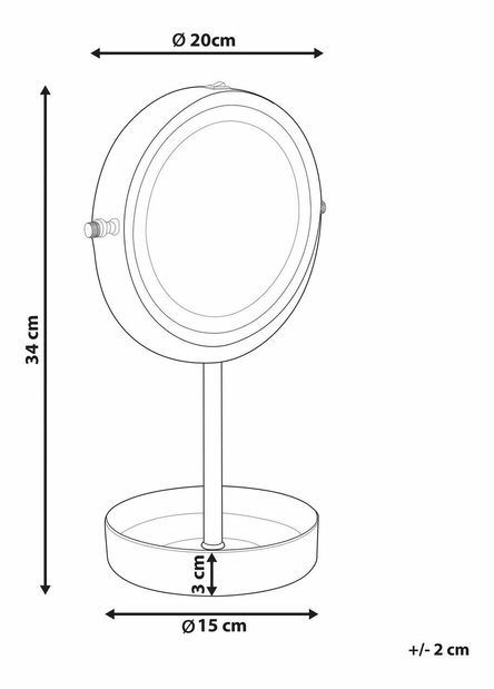 Oglindă cosmetică Shevaun (Auriu + alb) (cu iluminat LED)