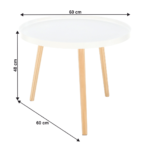 Príručný stolík Sansay (biela + prírodná)