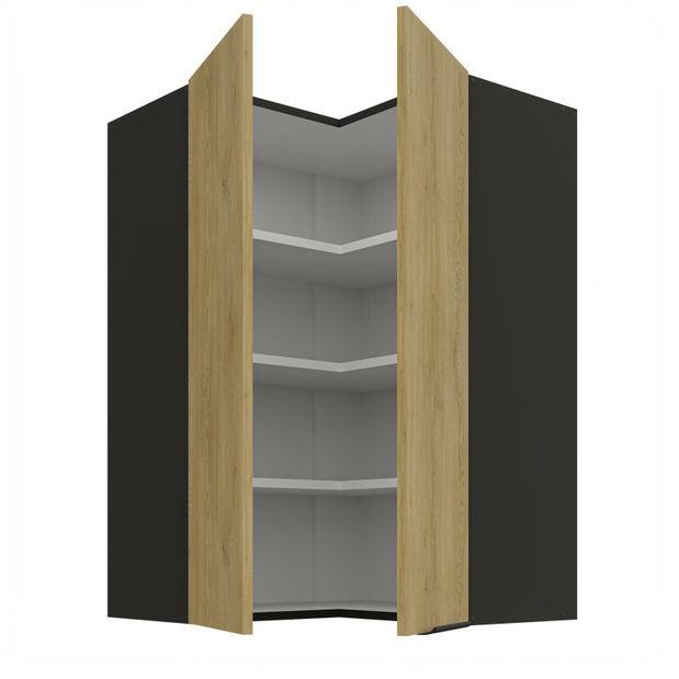 Dulap superior de bucătărie de colț Carminia 60x60 GN-90 2F (90) (stejar cremona + negru)