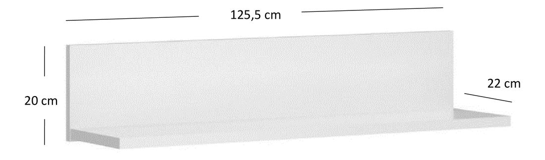 Poliță 130 cm Ethan (alb)