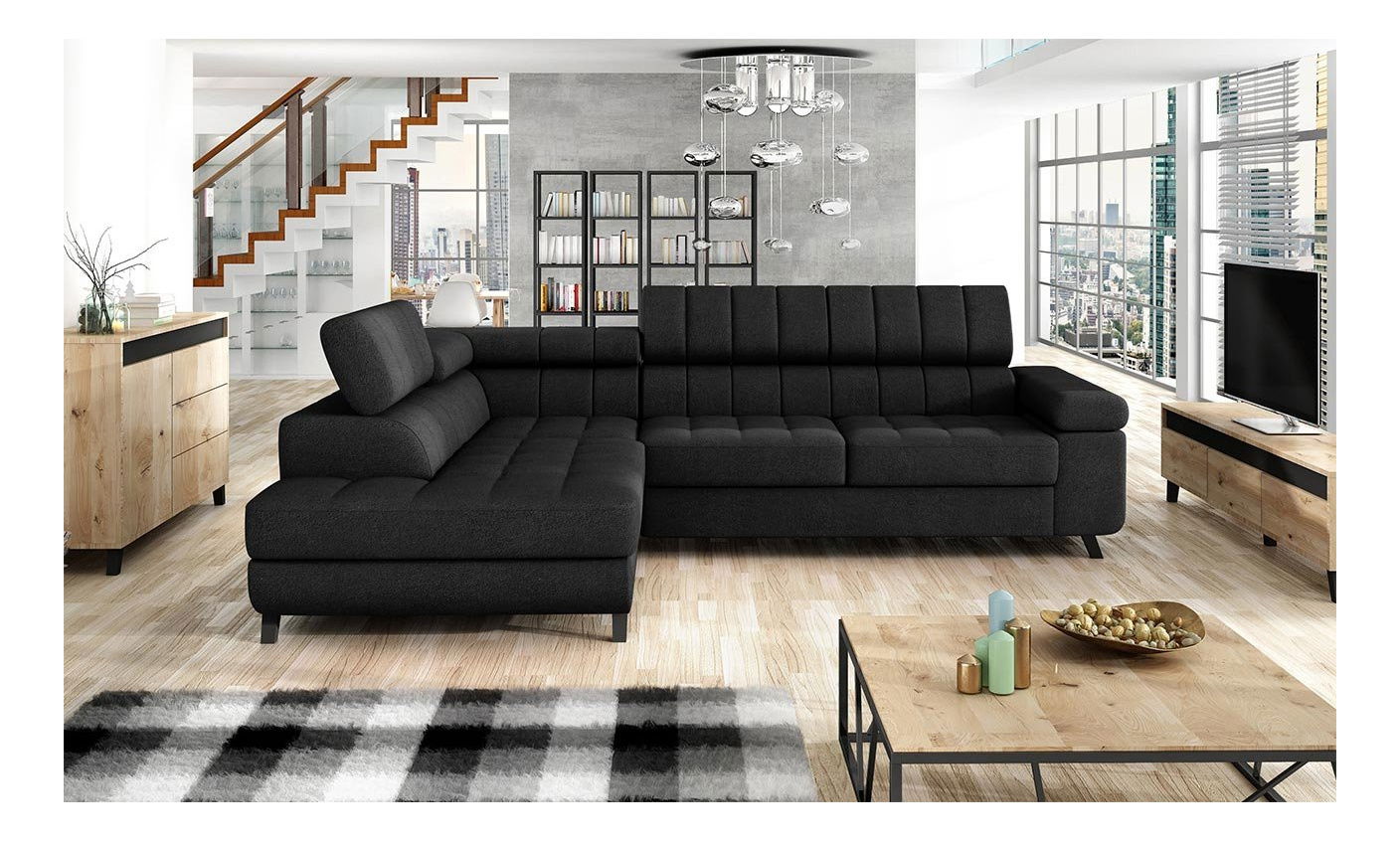 Sarokkanapé garnitúra Evrona (fekete)