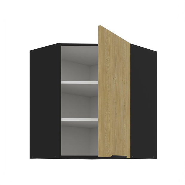 Sarok felső konyhaszekrény Carminia 60x60 GN-72 1F (45) (cremona tölgy + fekete)