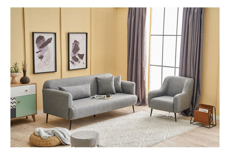 Pohovka trojsedačka Revosatta (sivá + čierna)