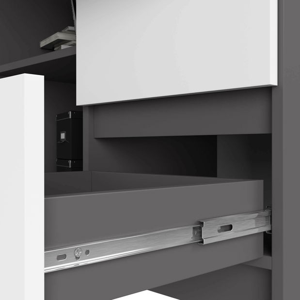 Kutni PC stolić Balcon (grafit + bijela) (D)