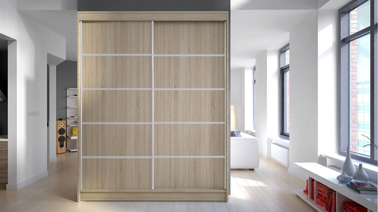 Szekrény tolóajtós Bianca IV (sonoma tölgy) (világítás nélkül)