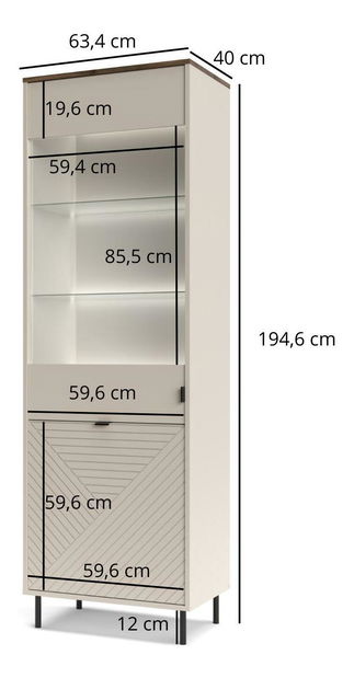Vitrina Eliminados 2 (kašmir + hrast castello) 