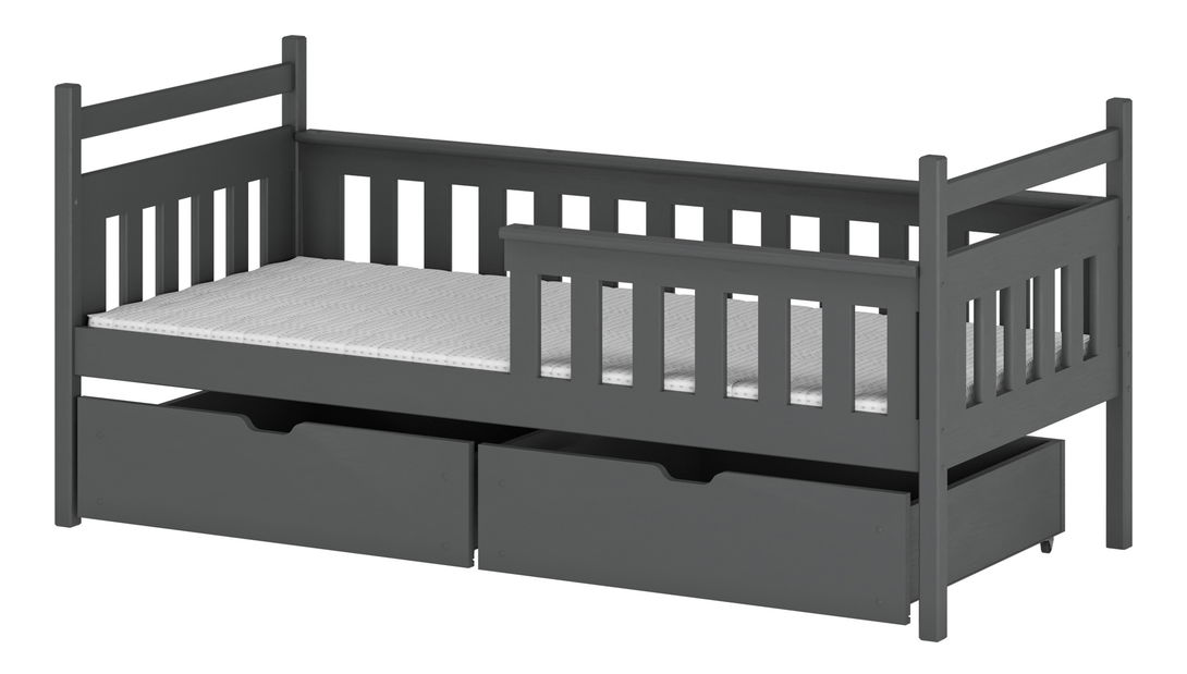 Dječji krevet 90 x 190 cm Emelda (s podnicom i prostorom za odlaganje) (grafit)