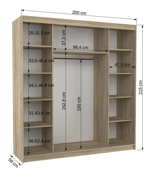 Šatníková skriňa Talencia (čierna + biela)