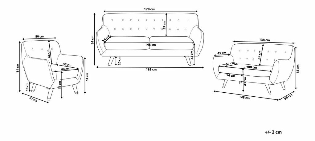 Set canapele Bodmin (gri)