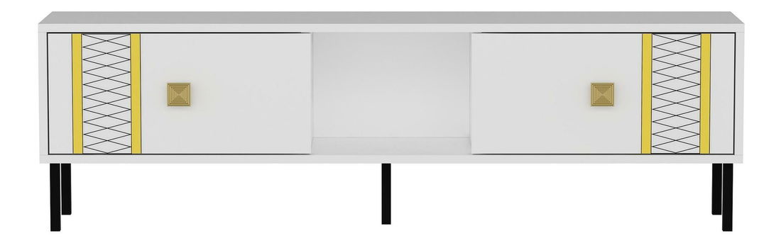 Masă TV/Dulap Numepa (alb + auriu) 