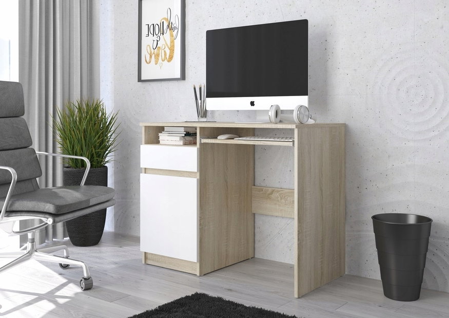 PC stol Naldar (hrast sonoma + bijela) (L)