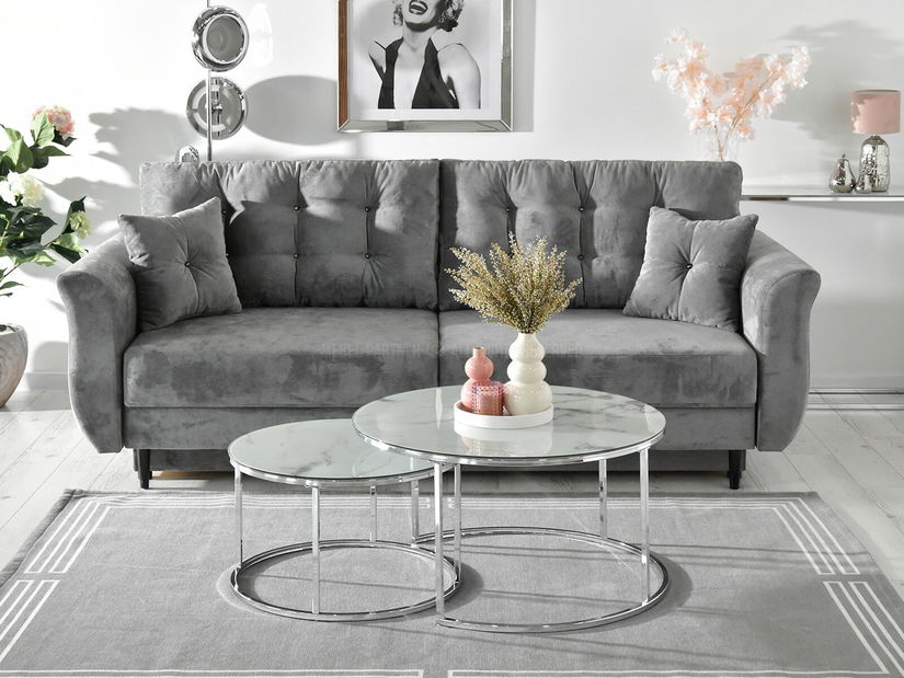 Konferenčný stolík Grande (biely mramor + chrómová)